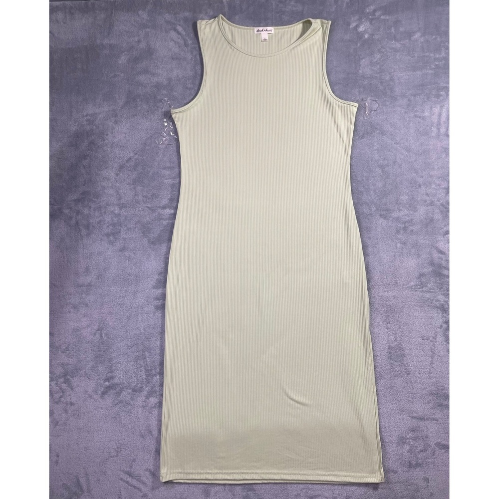 Derek Heart Womens XL Sage Green Ribbed‎ Sleeveless Bodycon Midi Dress